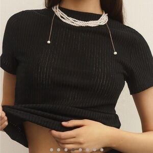 ANTHROPOLOGIE PILCRO XXS Sheer Black Tee